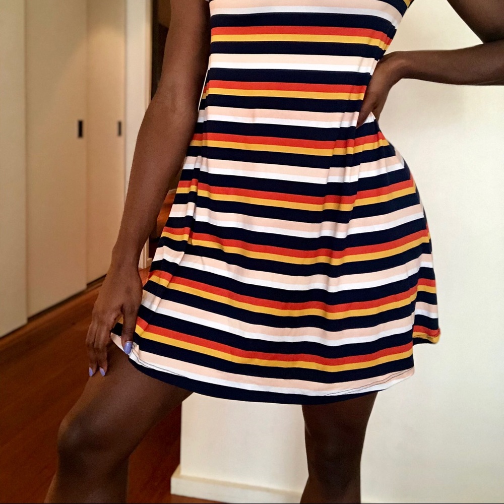 Multi Color Mini Striped Dress - Picture 3 of 4